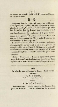 Note sur le lieu des points dont la somme des distances à deux droites fixes est constante.