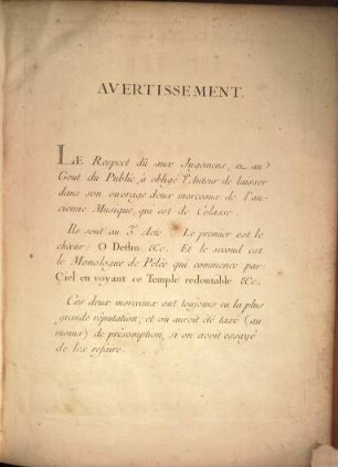 Thétis et Pelée : tragedie ; représentée devant leurs majestés, sur le Théâtre de Fontainebleau, jeudi 10 8bre 1765