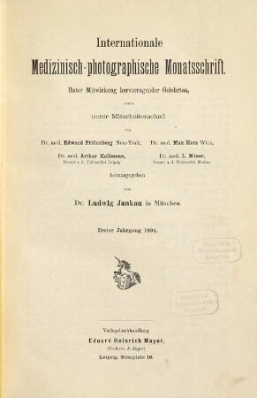 Internationale medizinisch-photographische Monatsschrift. 1. 1894