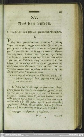 XV. Aus dem Lukian