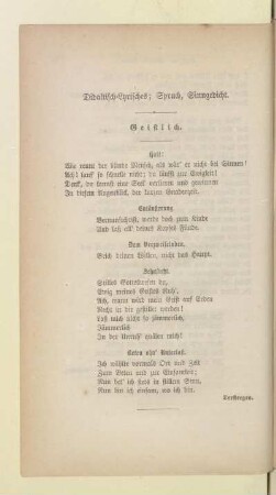 Didaktisch-Lyrisches; Spruch, Sinngedicht
