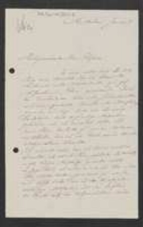 Brief von Hugo de Vries an Unbekannt