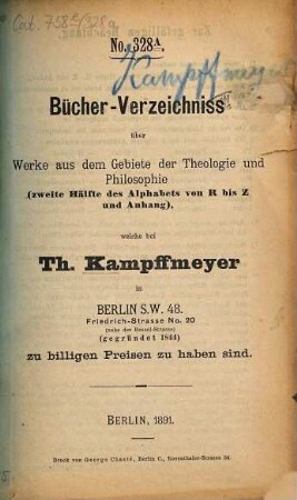 Bücher-Verzeichniss. 328,A. 1891