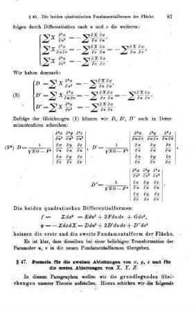 § 47. Formeln für die zweiten Ableitungen von x, y, z und für die ersten Ableitungen von X, Y, Z.