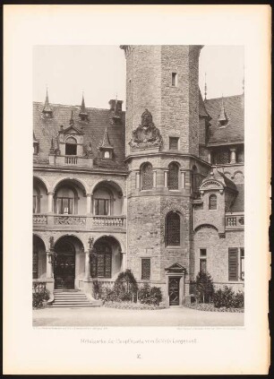 Schloss Langzell, Neckargemünd: Ansicht Hauptseite, Detail (aus: Moderne Neubauten, 1.Jg., 1894, hrsg. W. Kick)