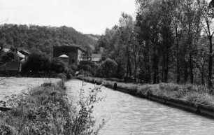 Meißen-Buschbad. Mühlgraben in Richtung Buschmühle vom Wehr aus