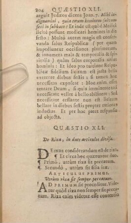 Quaestio XLI. De Rixa, in duos articulos divisa.