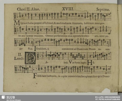 XVIII. II. Lamentatio: Daleth viae Sion lugent