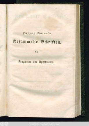 Theil 6: Fragmente und Aphorismen