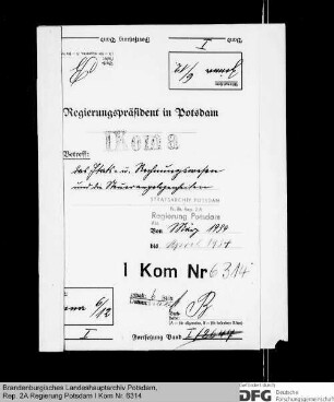 Etats- und Rechnungswesen sowie Steuerangelegenheiten in Zinna
