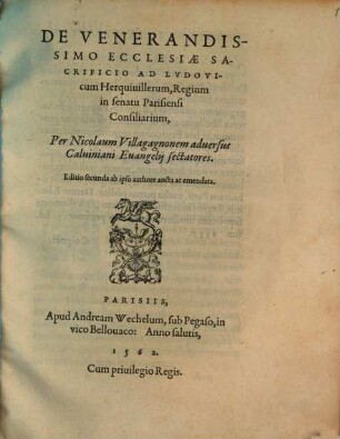 De venerandissimo Ecclesiae Sacrificio