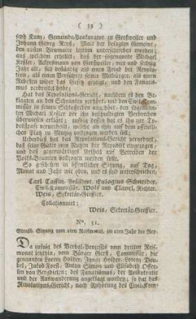 No. 31. Straß. Sitzung vom 8ten Reifmonat, im 2ten Jahr der Rep.
