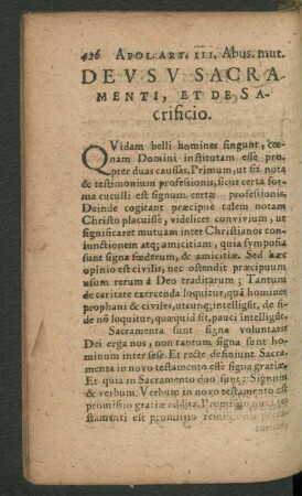 Deus Sacramenti, Et De Sacrificio.