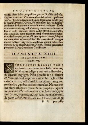 Dominica XIIII. Evangelium Mat. VI.