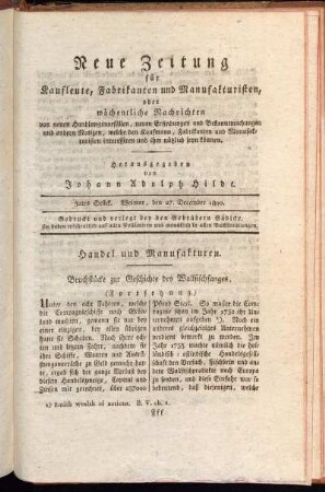 52tes Stück. Weimar, den 27. December 1800.