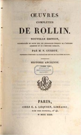 Oeuvres complètes de Rollin, 16. Histoire ancienne ; 12