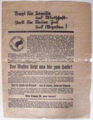 Propagandaflugblatt der KPD zur Reichstagswahl 1933 mit Ausrichtung auf die Landbevölkerung