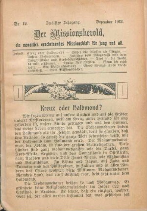 Nr. 12. Zwölfter Jahrgang. Dezember 1912.