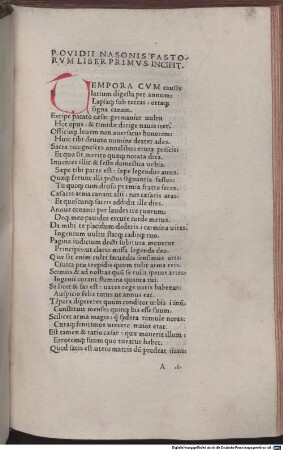 Metamorphoses : mit Exsilium Ovidii von Domitius Calderinus und Versen aus Ovids Tristia (I,7. 35-40). [1-3], [3]