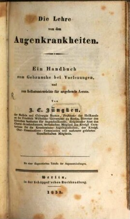 Die Lehre von den Augenkrankheiten