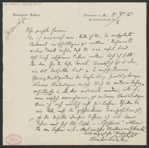 Brief an B. Schott's Söhne : 05.05.1915