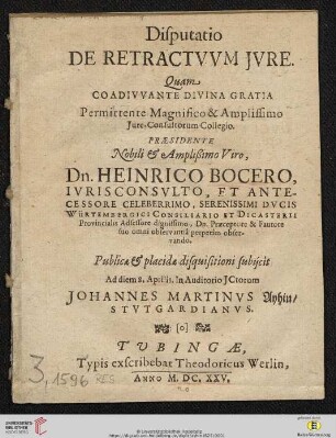 Disputatio De Retractvvm Jvre