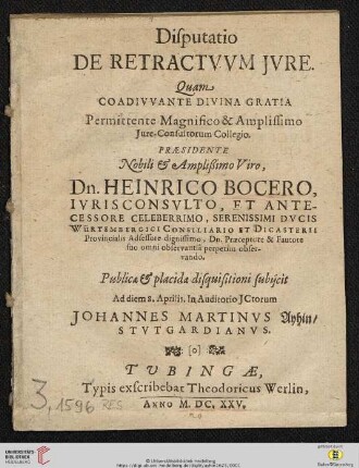 Disputatio De Retractvvm Jvre