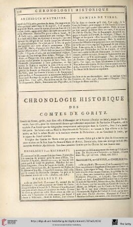 Chronologie historique des comtes de Goritz