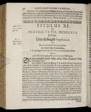 Titulus XI. De Protracta Vel Denegata Justitia.