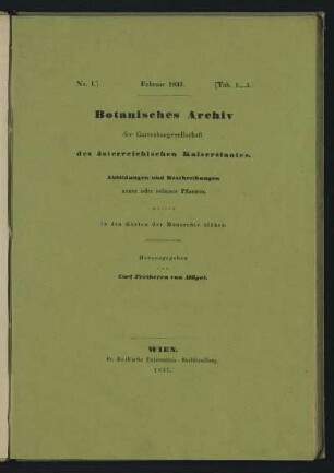 1: Botanisches Archiv der Gartenbaugesellschaft des österreichischen Kaiserstaates