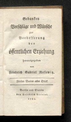 Fünften Bandes erstes Stück.