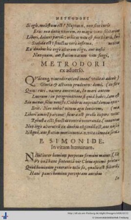 Simonidis Sententiæ.