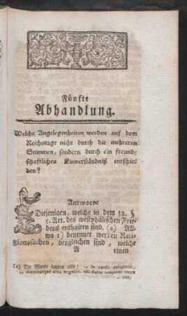 Fünfte Abhandlung.