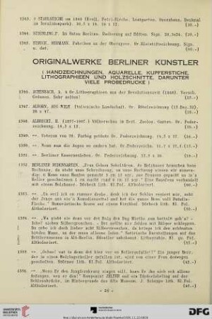 Originalwerke Berliner Künstler (Nr. 1346-1636)