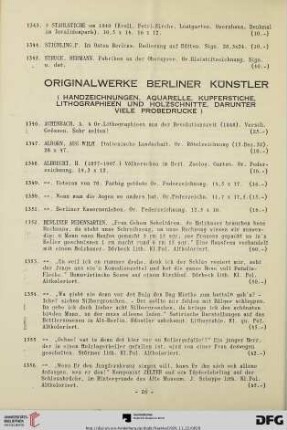 Originalwerke Berliner Künstler (Nr. 1346-1636)