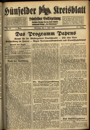 Erste Ausgabe vom Dienstag, den 07. Juni 1932.