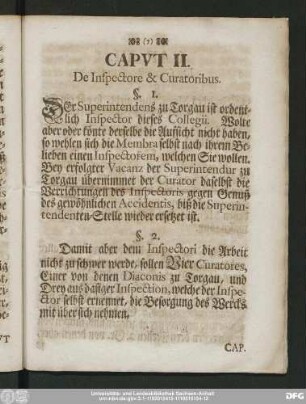Caput II. De Inspectore & Curatoribus.
