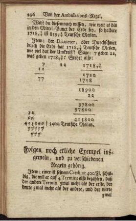 Folgen noch etliche Exempel insgemein, und zu verschiedenen Regeln gehörig.