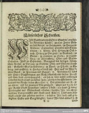 Kayserliches Schreiben