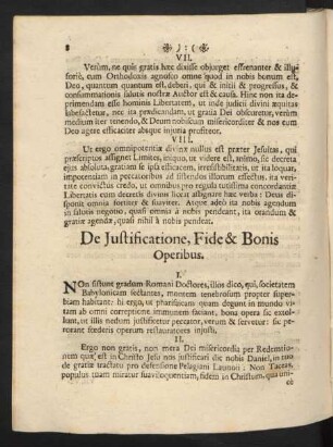 De Iustificatione, Fide & Bonis Operibus.
