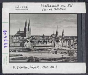 Lübeck: Stadtansicht von Nordwesten über die Untertrave