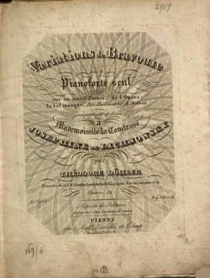 Variations de bravoure : pour le piano seul ; sur un motif favori de l'opéra "Le Bal masqué" d'Auber ; op. 12