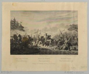 Der Tod des Fürsten und Heerführers Józef Antoni Poniatowski in Leipzig (ertrunken in der Weißen Elster) während der Völkerschlacht, 1813