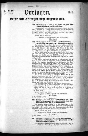 Anlage: zu No.26 (564-569), Vorlagen, welche den Zeitungen nicht mitgeteilt sind