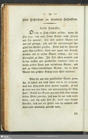 Otto Hohenstam an Henriette Hohenstam