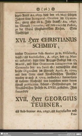 XVI. Herr Christianus Schmidt