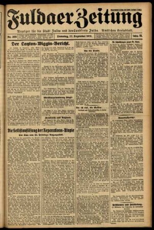 Erste Ausgabe vom Dienstag, den 22. Dezember 1931.