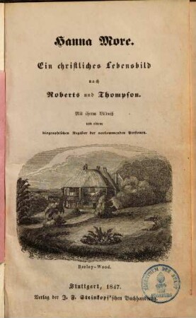 Hanna More : Ein christliches Lebensbild nach Roberts & Thompson