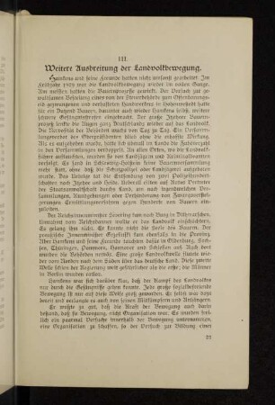 III. Weitere Ausbreitung der Landvolkbewegung.