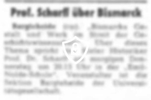 Prof. Scharff über Bismarck